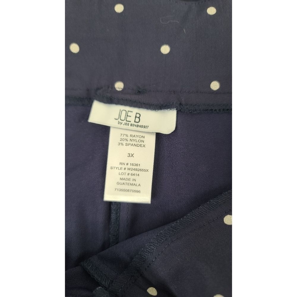 Joe B 3X Pull On Capri Pants Blue Cream Polka Dot Criss Cross Open Ankle Stretch - Picture 9 of 9